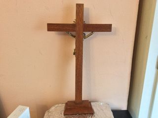 Crucifijo de madera con Cristo de bronce 57cm alt.