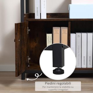 Mobile Libreria 4 Ripiani con Armadietto a 2 Ante,