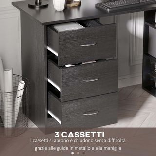 Scrivania PC con 3 Ripiani e 3 Cassetti per Camer