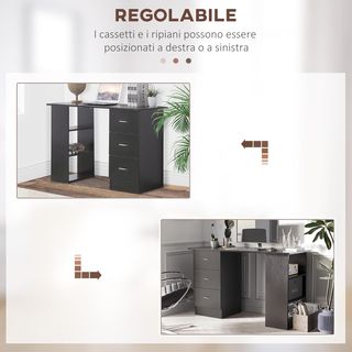 Scrivania PC con 3 Ripiani e 3 Cassetti per Camer
