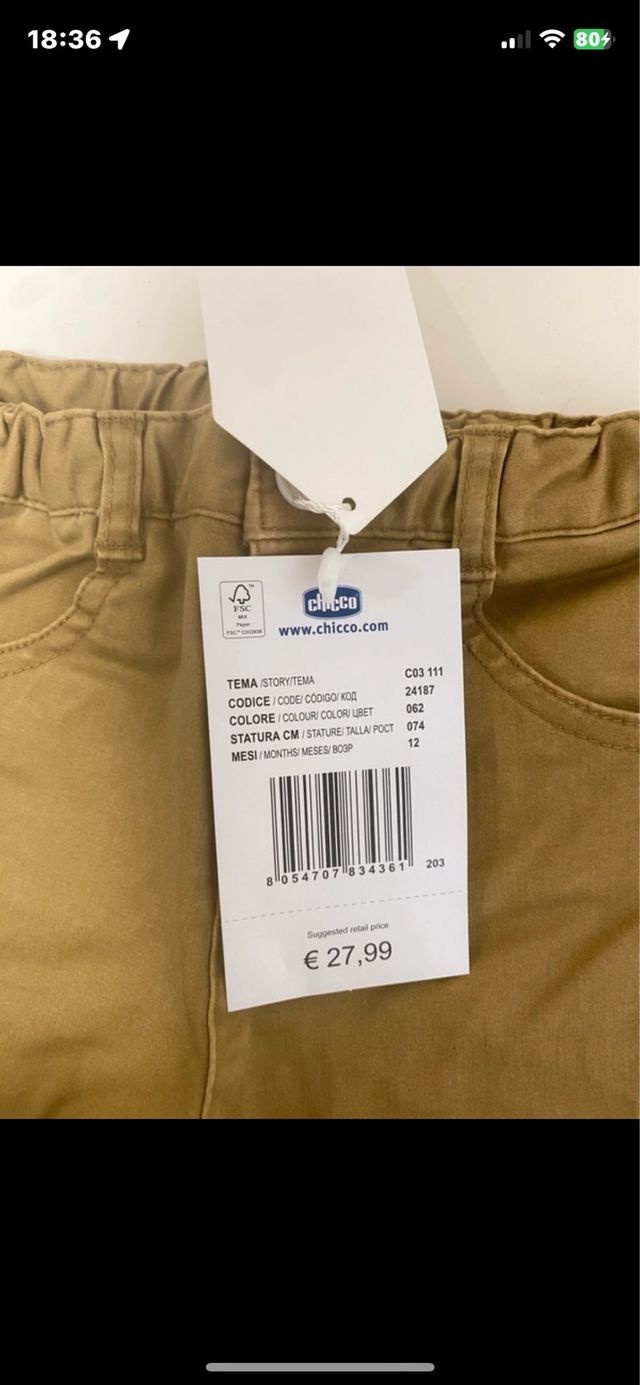 Pantalon bebe 12 meses (chicco)