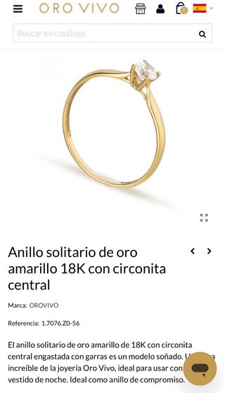 Anillo de compromiso oro 18k con circonita