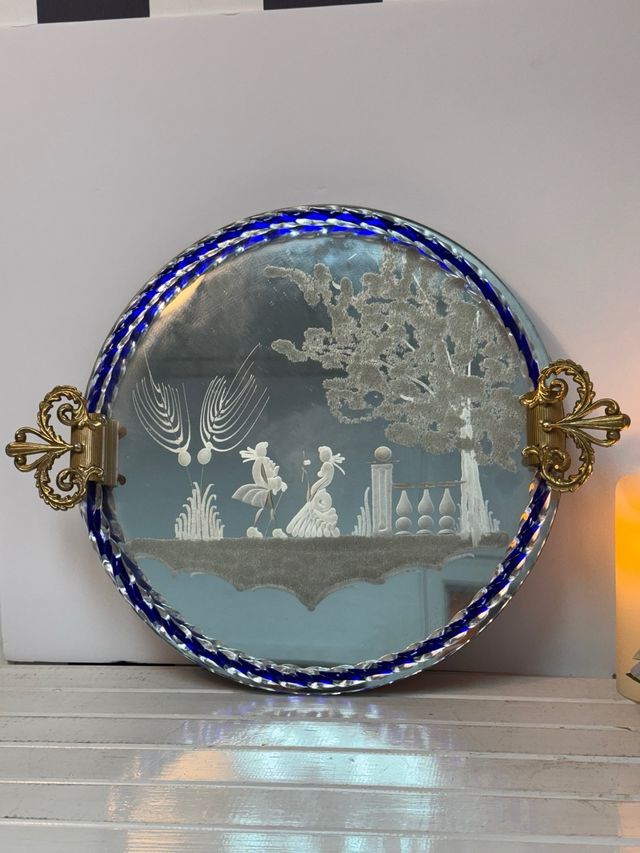 Vassoio antico in bronzo e Murano