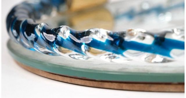 Vassoio antico in bronzo e Murano