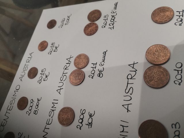 Monete 1,2,5,10 centesimi Austria...