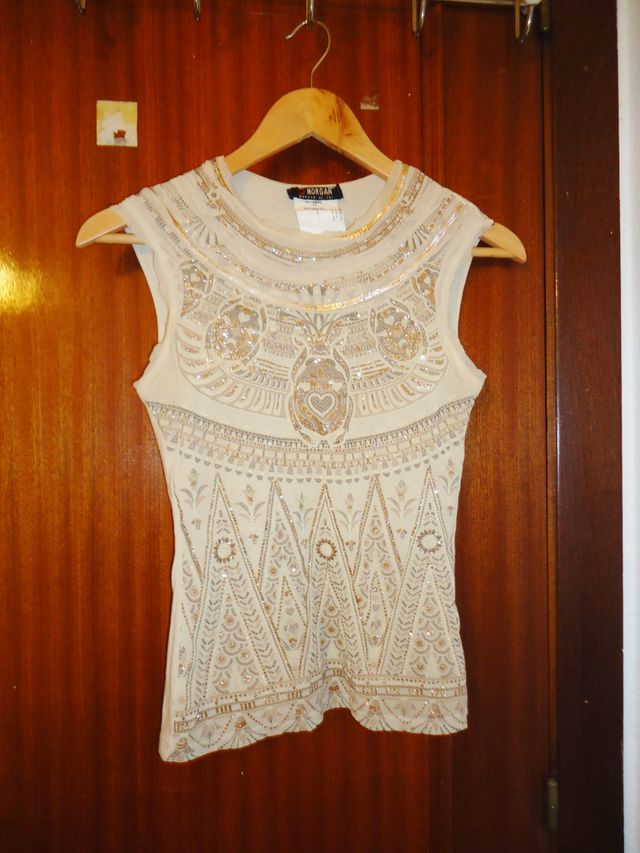 Camisa de Morgan Beige y Brillantes