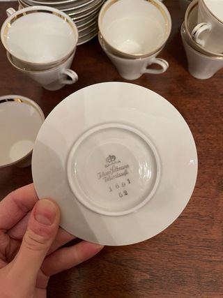 Servizio tazzine caffè porcellana Bavaria filo oro