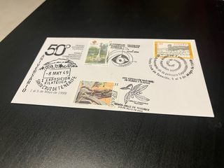 Sobre con sellos I Exposición Filatelia