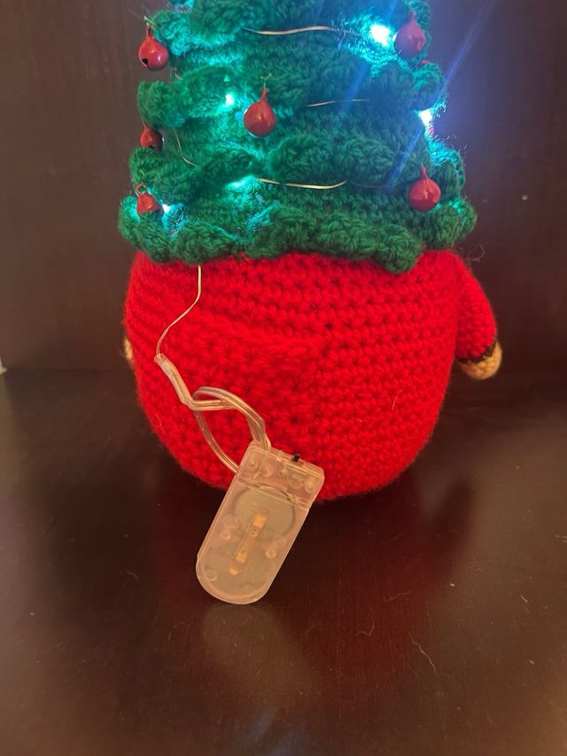 Gnomo babbo natale crochet luci campanelle