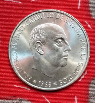 100 pesetas plata 1966*69 palo recto SC plata