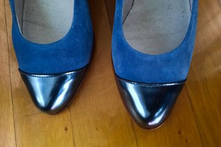 Zapato salon ante azulon 37