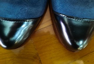 Zapato salon ante azulon 37