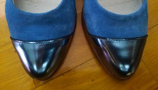 Zapato salon ante azulon 37