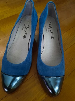 Zapato salon ante azulon 37