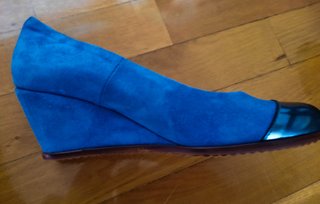 Zapato salon ante azulon 37