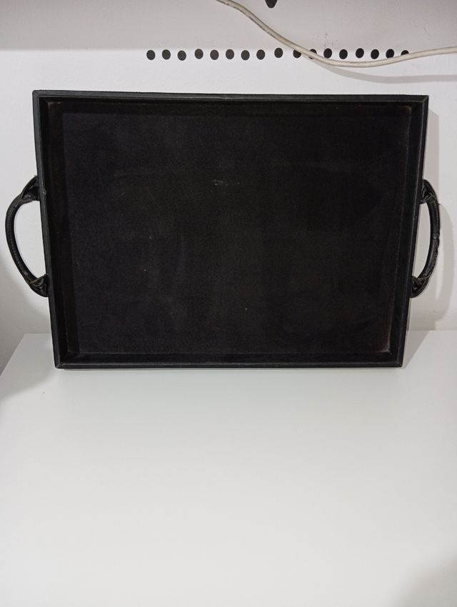 Bandeja negra  de cuero Rectangular