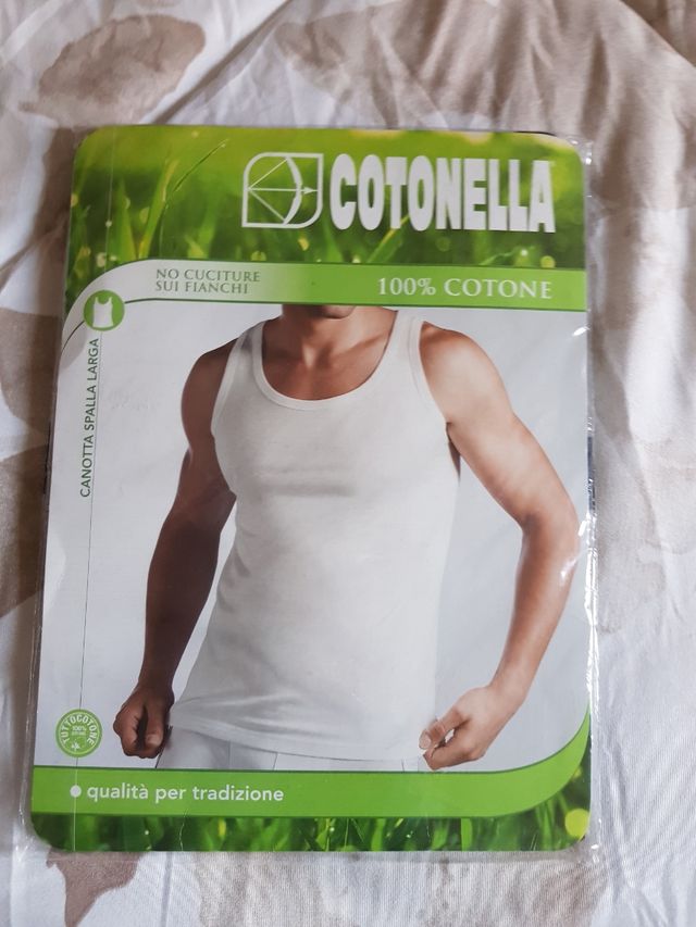 Canotta nera nuova Cotonella taglia 4 L