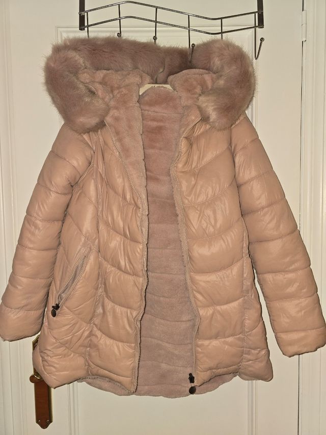 Abrigo reversible rosa empolvado