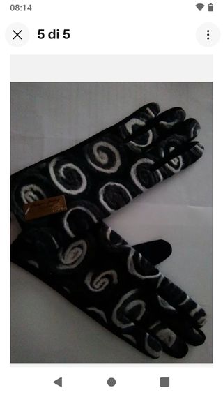 Guanti lana boucle' nero bianco cald