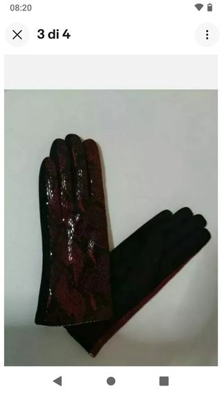 Guanti caldi lana effetto pitone bordeaux