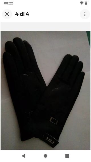 Guanti lana nero lucido effettuata pelle