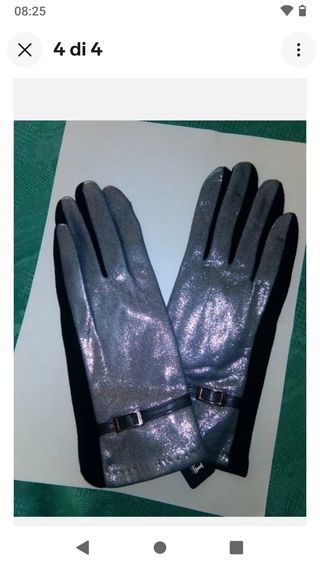 Guanti argento lucido effetto pelle lana