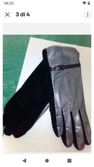Guanti argento lucido effetto pelle lana