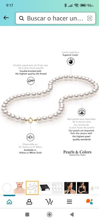 Collar de perlas naturales  certificadas