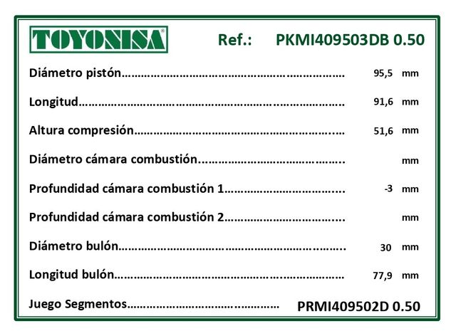 Pistón Completo Mitsubishi 4M40T (STD, +0,50, +1,0