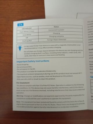 Base de carga inalámbrica