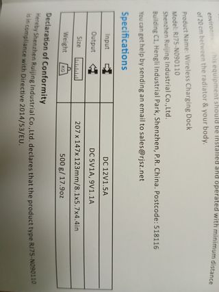 Base de carga inalámbrica