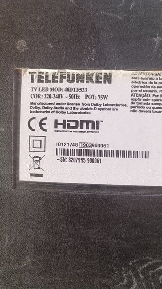 3 Tiras led tv telefunken 40DTF533