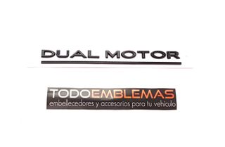 EMBLEMA LATERAL O TRASERO DUAL MOTOR TESLA NEGRO