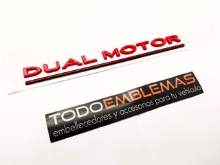 EMBLEMA LATERAL O TRASERO DUAL MOTOR TESLA NEGRO