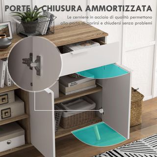 Mobile Multiuso Salvaspazio con 3 Ripiani Aperti,