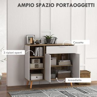 Mobile Multiuso Salvaspazio con 3 Ripiani Aperti,