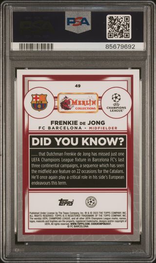 ⚽ Cromo FRENKIE DE JONG #49 👉 PSA 10
