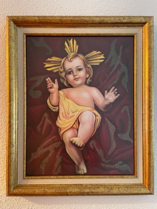 Cuadro del Niño Jesús con marco dorado