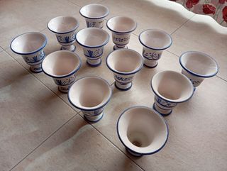 12 copas de cerámica de Talavera