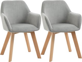 Set 2 Sedie Sala da Pranzo con Gambe in Legno, Sed