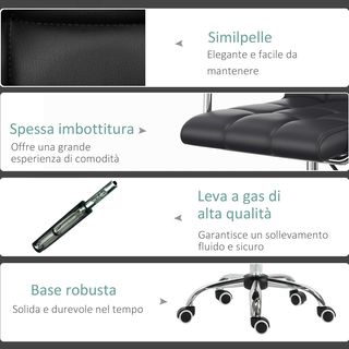 Sedia da Ufficio Ergonomica in pelle PU Nero, Sedi