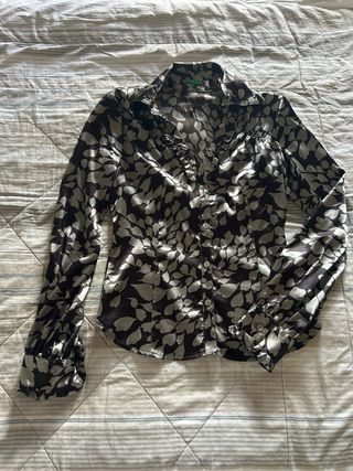 Camicia marrone cin stamoe grigie Benetton