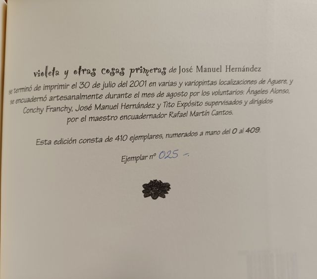 Violeta y otras cosas primeras (Artesanal)