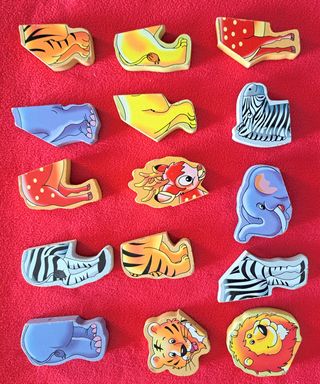 🎁👀👉   Set 5 puzles de animales MADERA imán