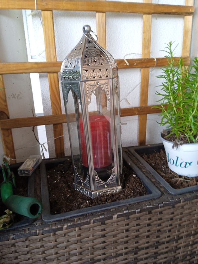 Portavelas metal y cristal