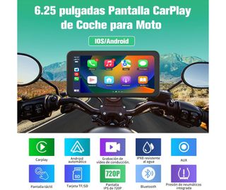 Pantalla Moto 6,25" Android Auto o Carplay