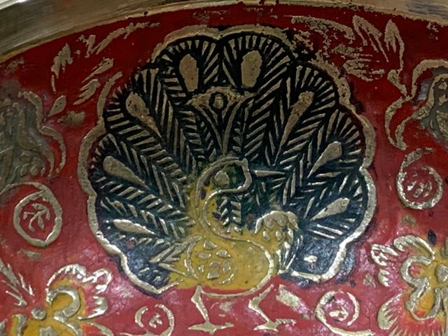 Ciotola vintage in ottone e smalto decorato