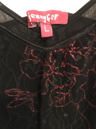 Top doppio in tulle pizzo ricamato. Taglia Unica.