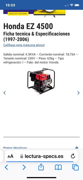 Generador de gasolina honda EZ4500