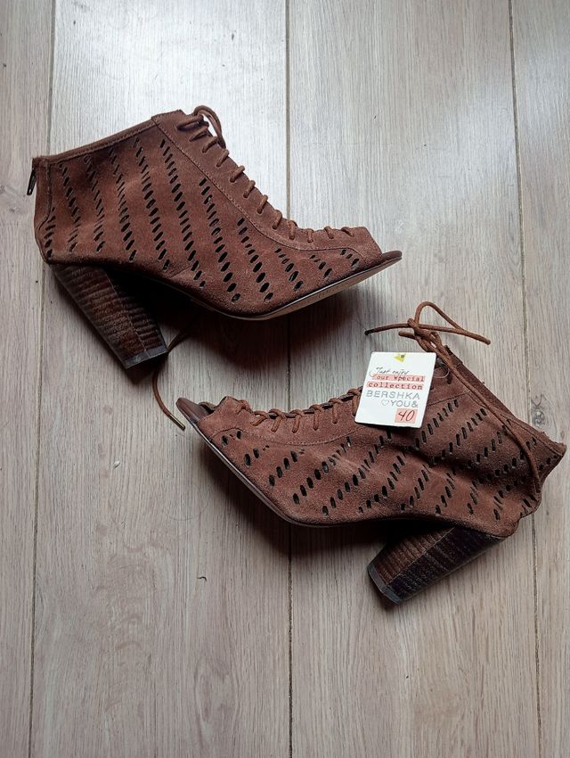 BOTINES ZARA DE ANTE MARRÓN, NUEVOS